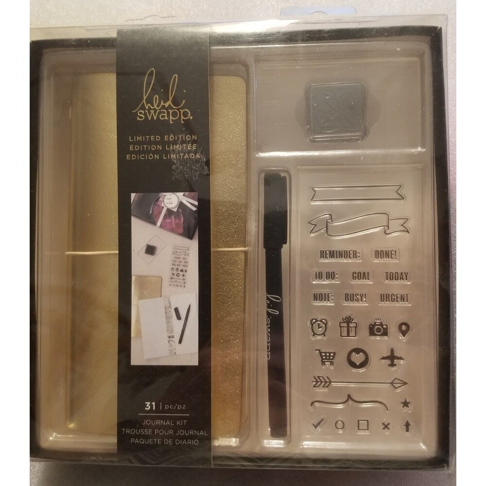 Heidi Swapp Limited Edition Journal Kit 31 Pieces Gold Metallic Boxed Set READ